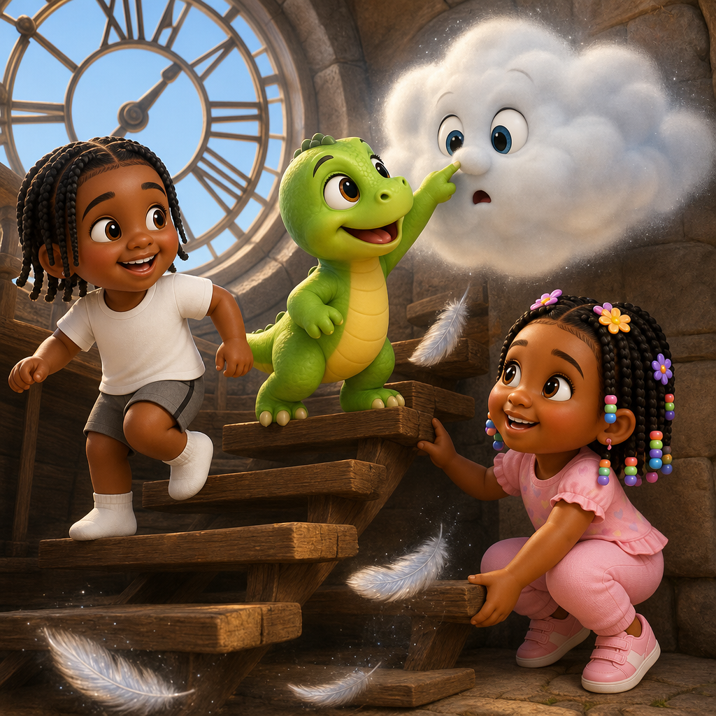 Dino and the Wiggly Cloud — scene from the story