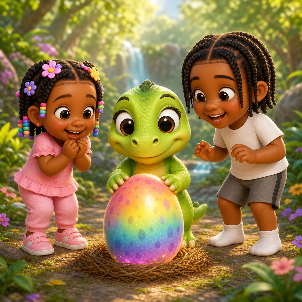Dino and the Rainbow Egg — scene from the story