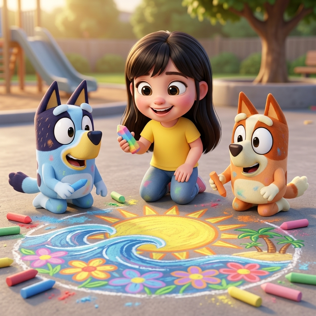 Lila's Colorful Chalk Day — scene from the story