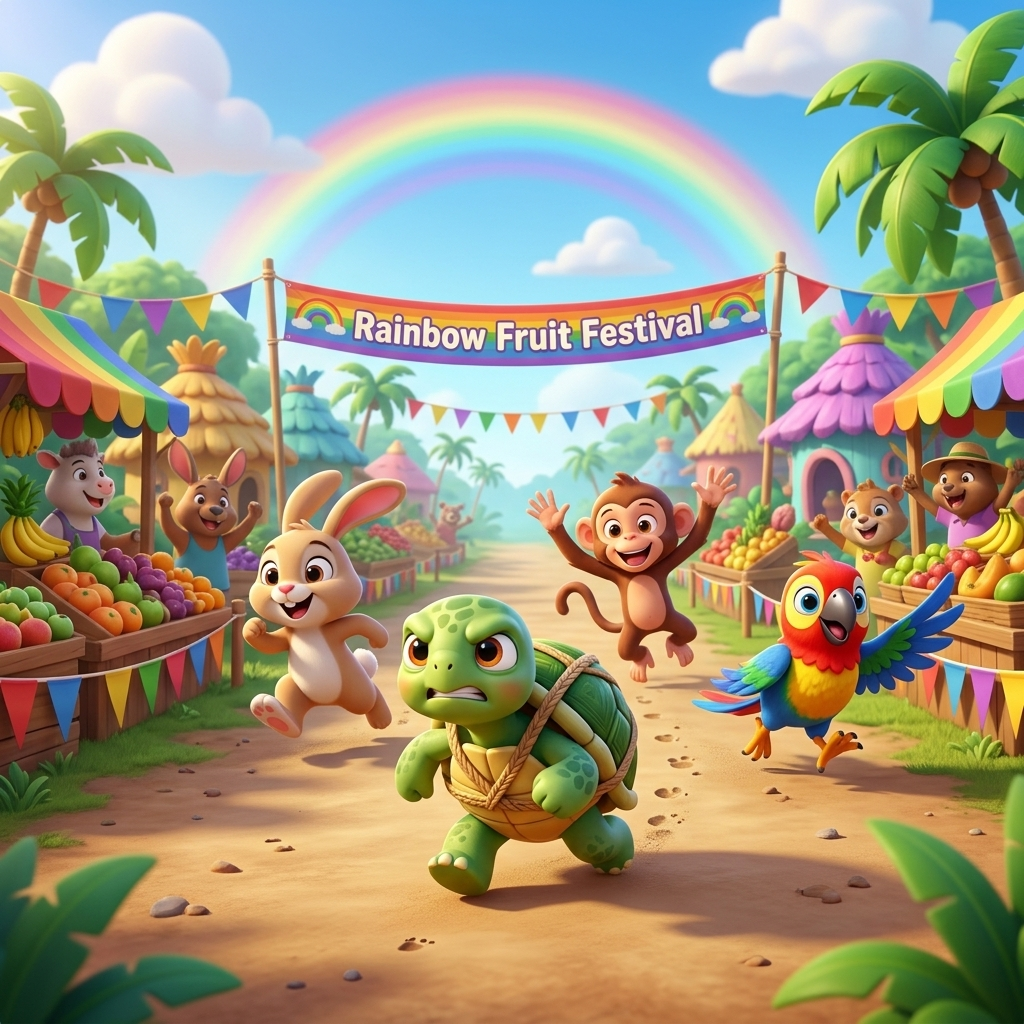 Tiko's Rainbow Race — scene from the story
