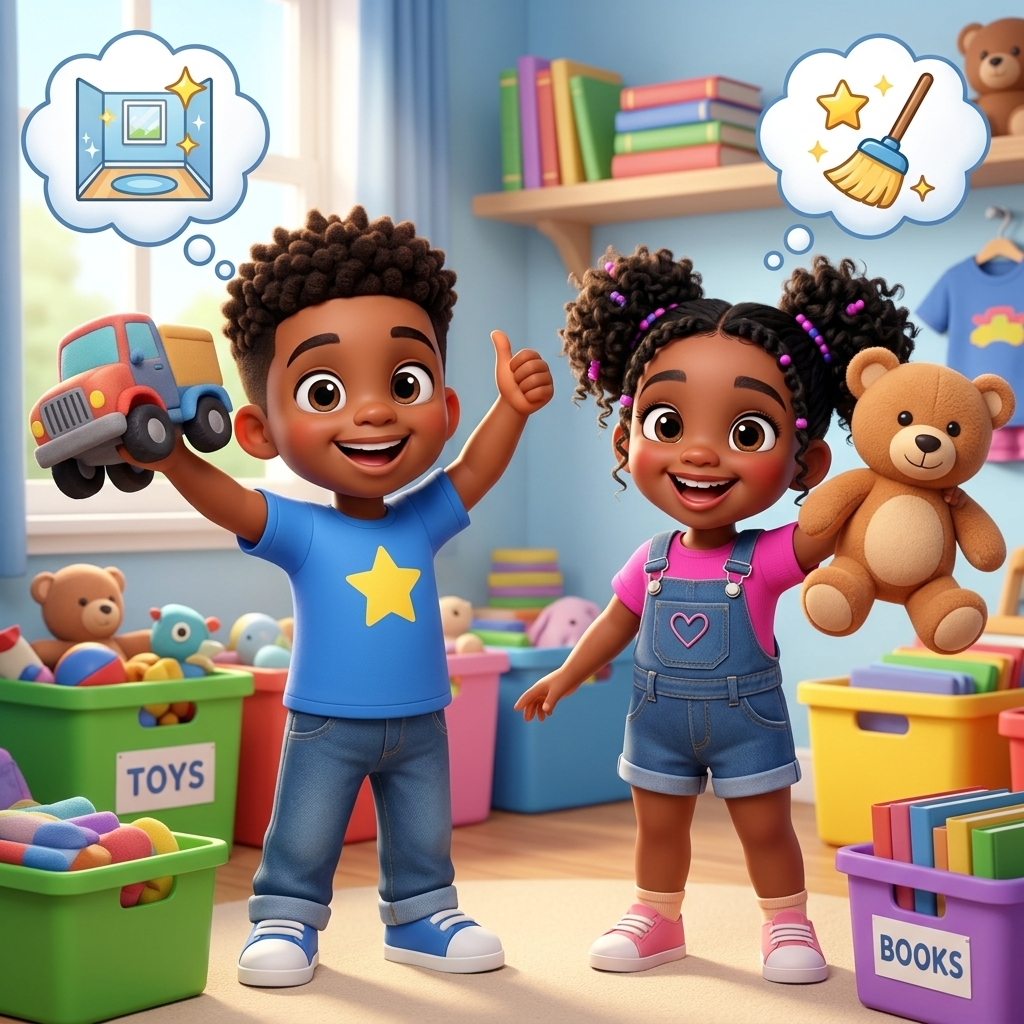 Junior & Mia Clean Up! — scene from the story