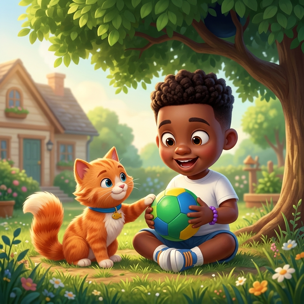 Billy's Ball and Kisa — scene from the story