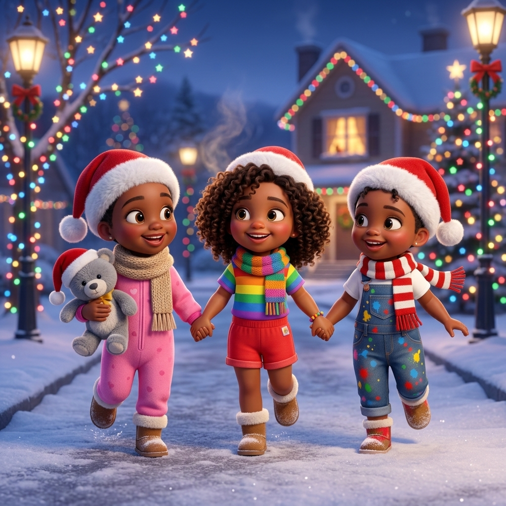 Three Friends Love Christmas — scene from the story