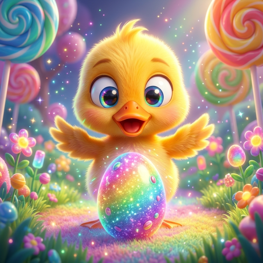 Duck Finds Rainbow Egg! — scene from the story