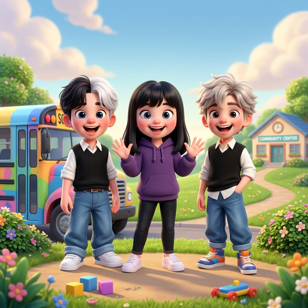 Rae, Hunter, and Van! — scene from the story