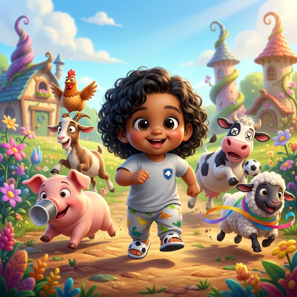 Guithe's Funny Farm Chase — scene from the story