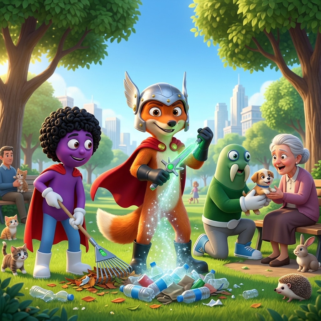 Fix, Clay, and JC Save Earth! — scene from the story