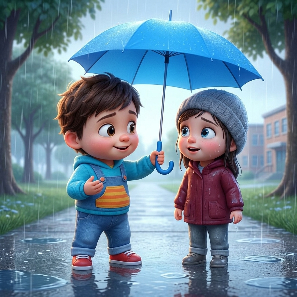 Kian's Kind Rainy Day — scene from the story
