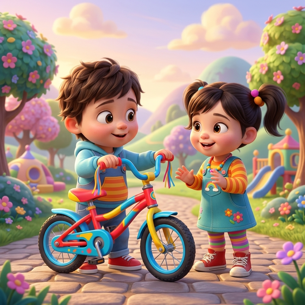 Kian Shares His Bike — scene from the story