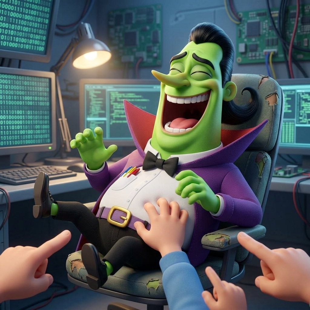 Tickle The Hacker's Tummy — scene from the story