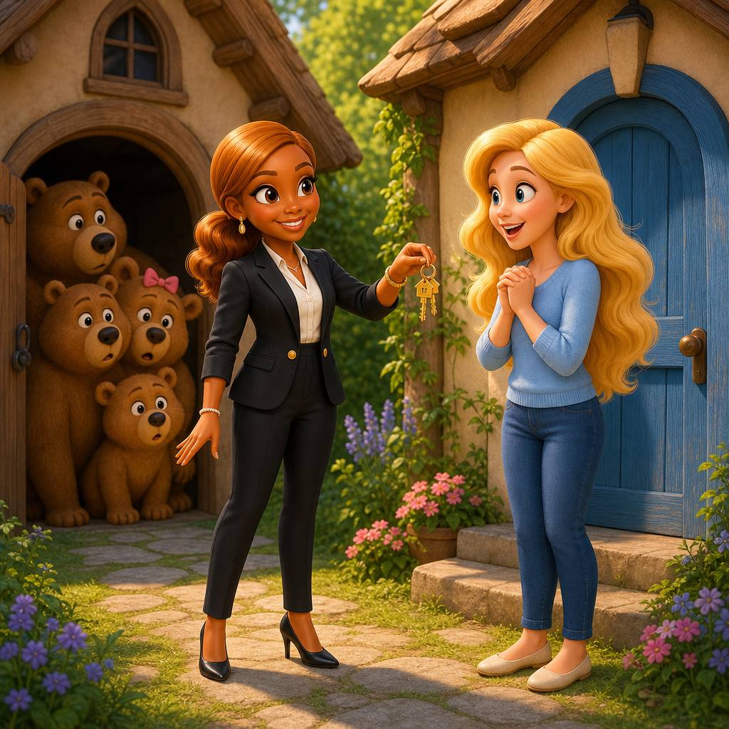 Goldilocks Gets a Home — scene from the story