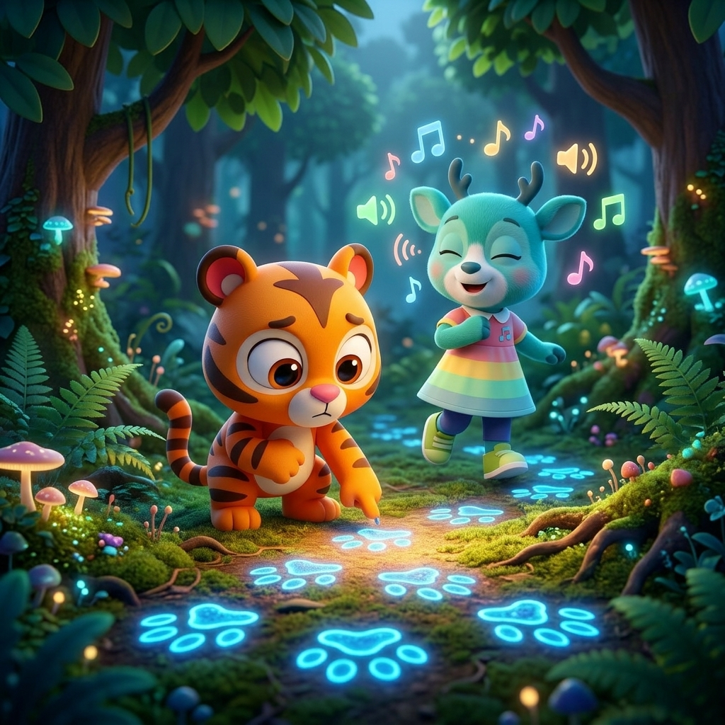 Follow The Glowing Prints! — scene from the story