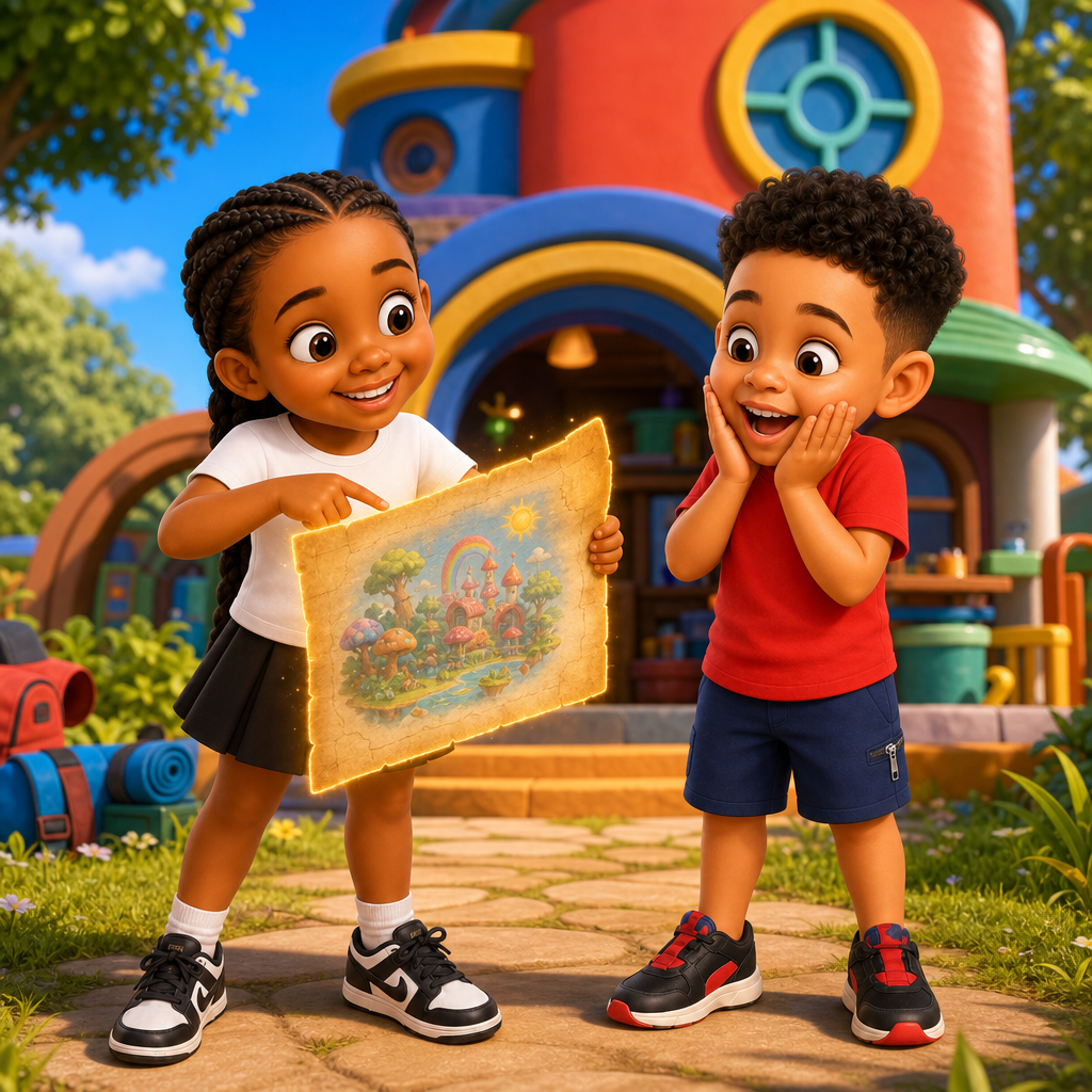 Cousins Quest Dandy World — scene from the story