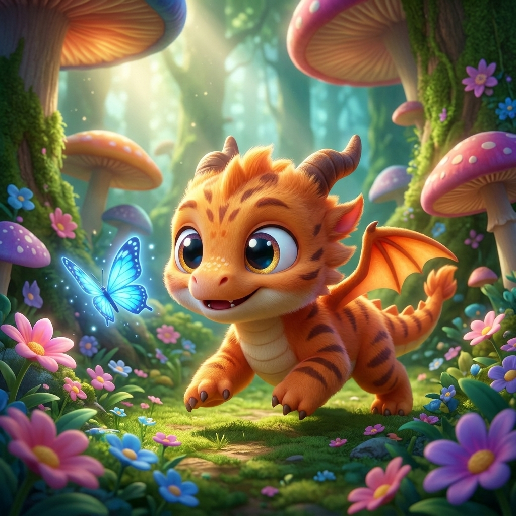 Dragon Chases Blue Butterfly — scene from the story