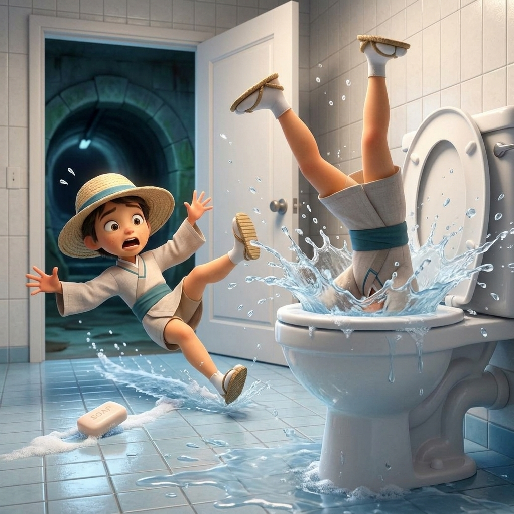Ping's Slippery Bathroom — scene from the story