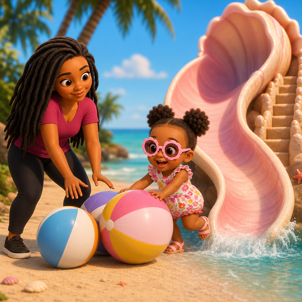 Wynter’s Seashell Slide Splash — scene from the story