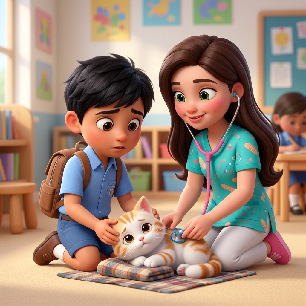 Farhan Saves Sick Kitty — scene from the story