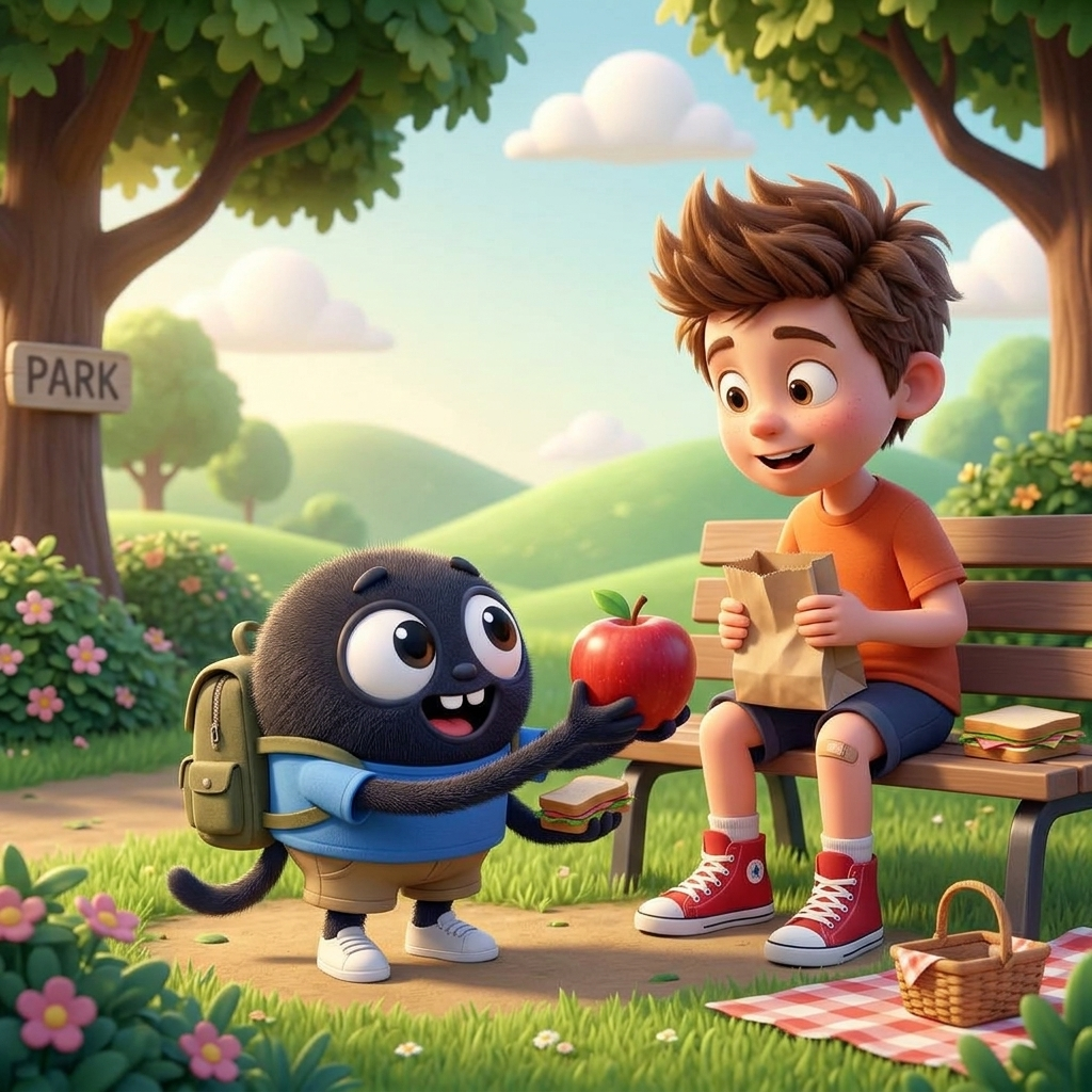 Jofi Shares His Lunch — scene from the story