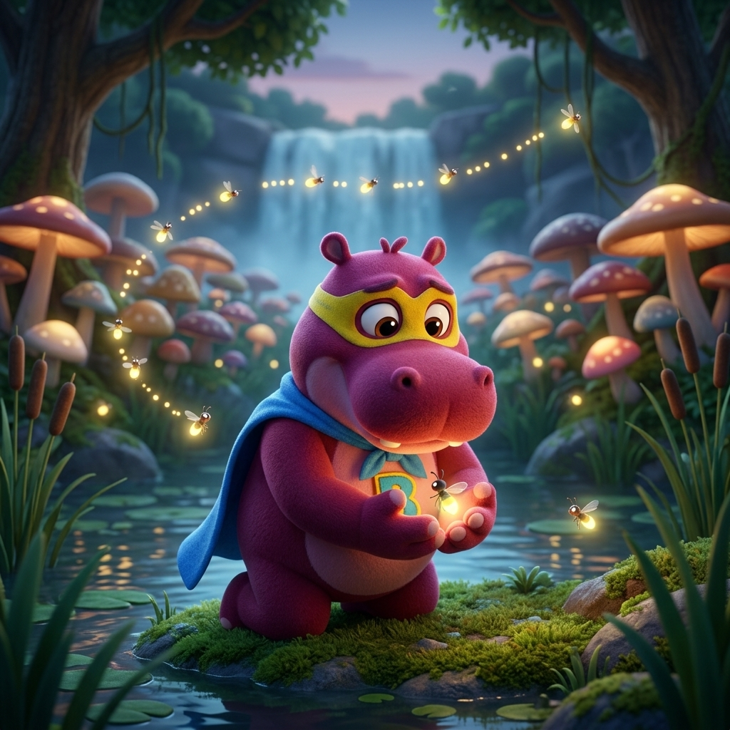 Hippo Saves the Fireflies — scene from the story