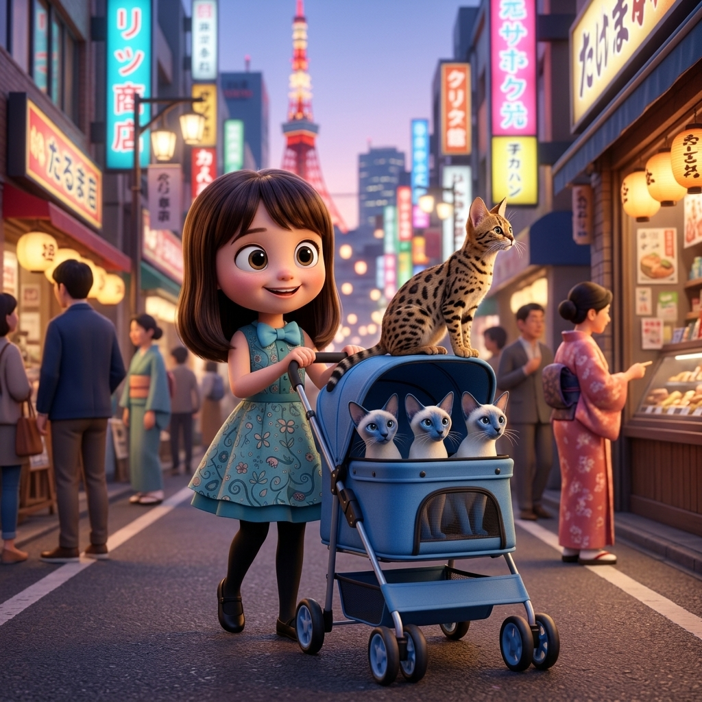 Hana's Tokyo Cat Stroll — scene from the story