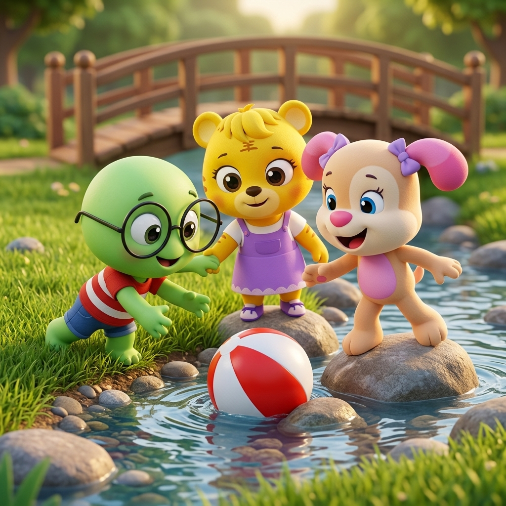 Friends Fetch The Ball! — scene from the story