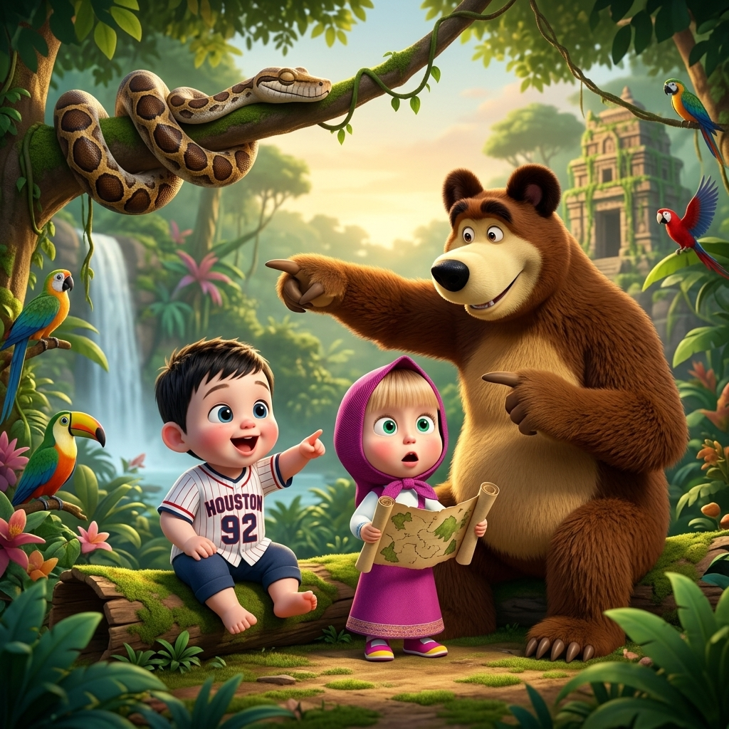 Taj, Masha And Bear's Jungle Adventure — scene from the story
