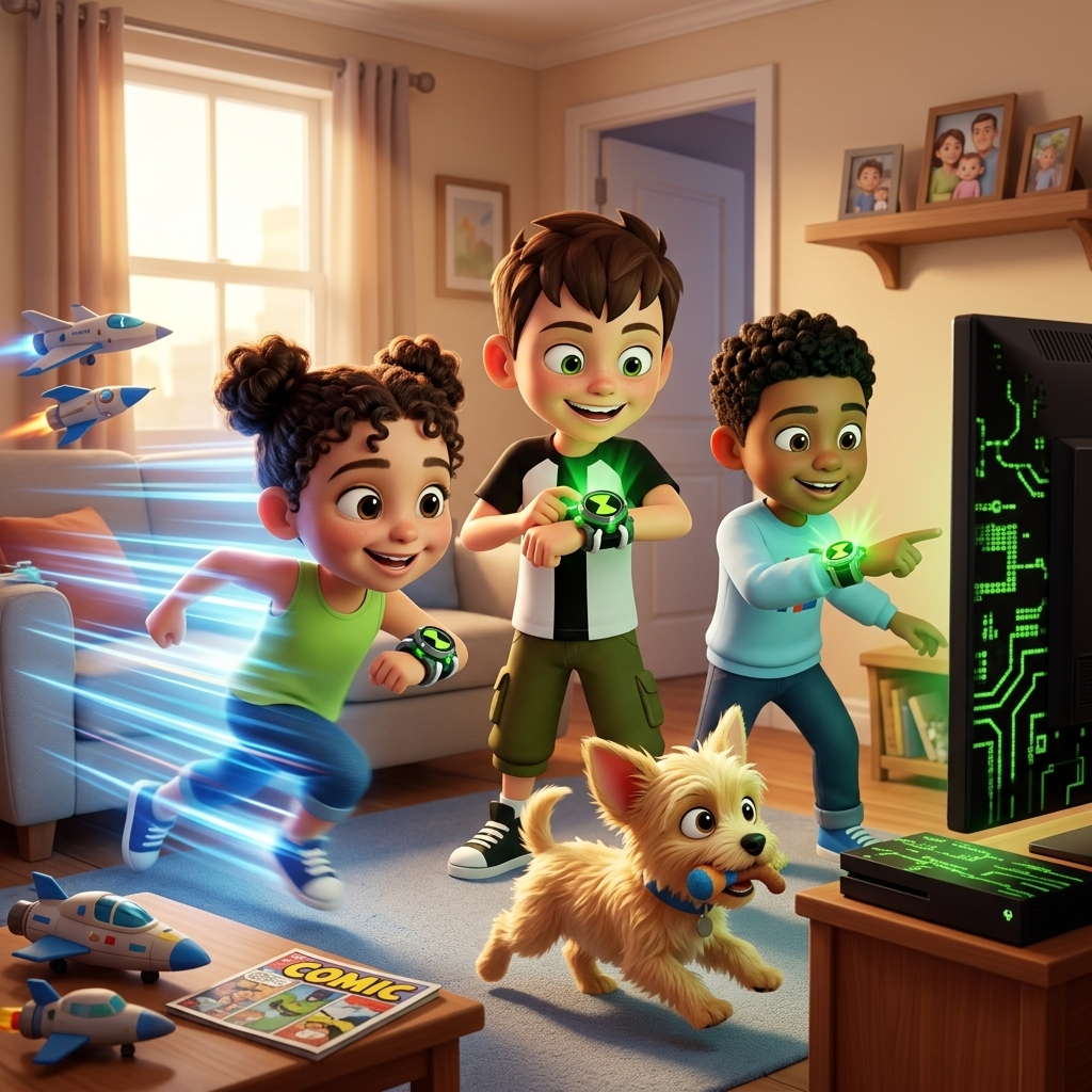 Omnitrix Heroes At Home — scene from the story