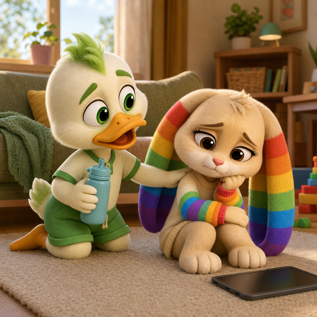 Phoebe's Rainbow Check-In — scene from the story