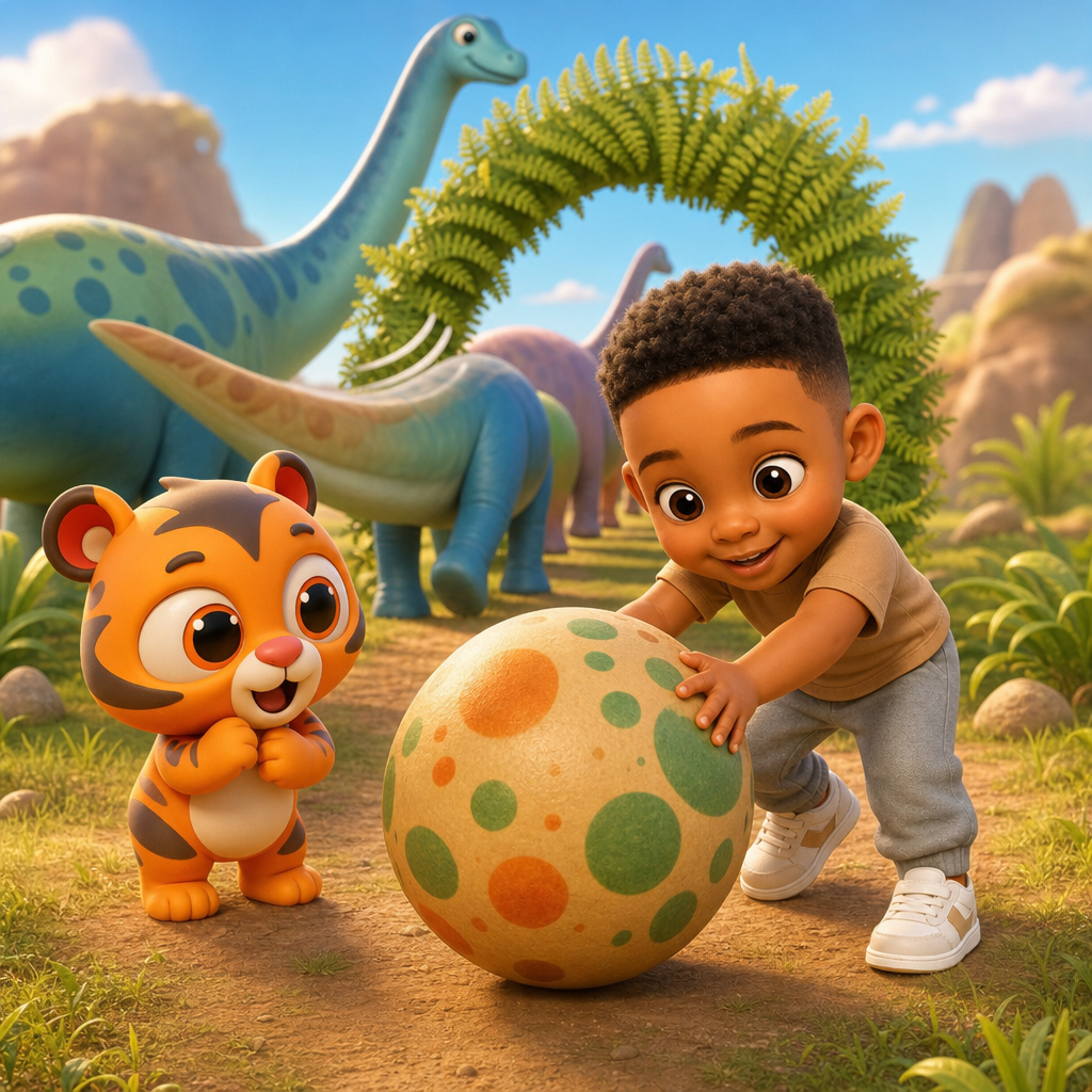 Swish, Roll, Dinosaur Goal! — scene from the story
