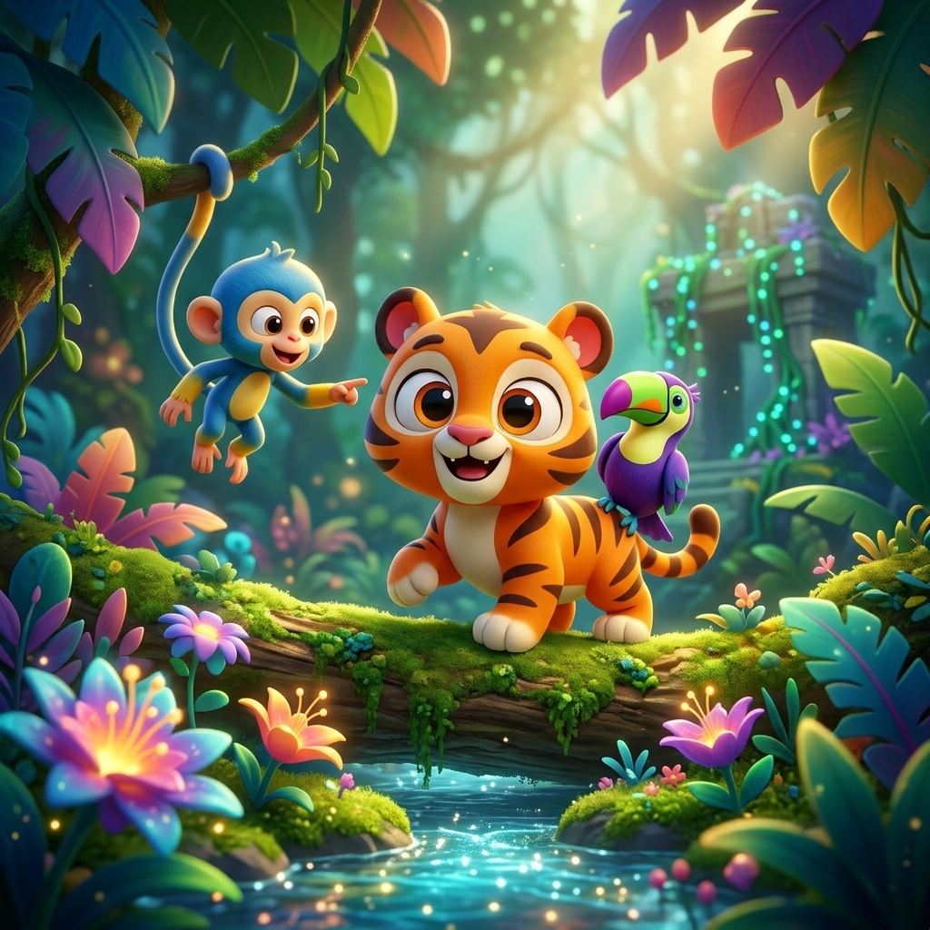 Tiko's Jungle Friends — scene from the story