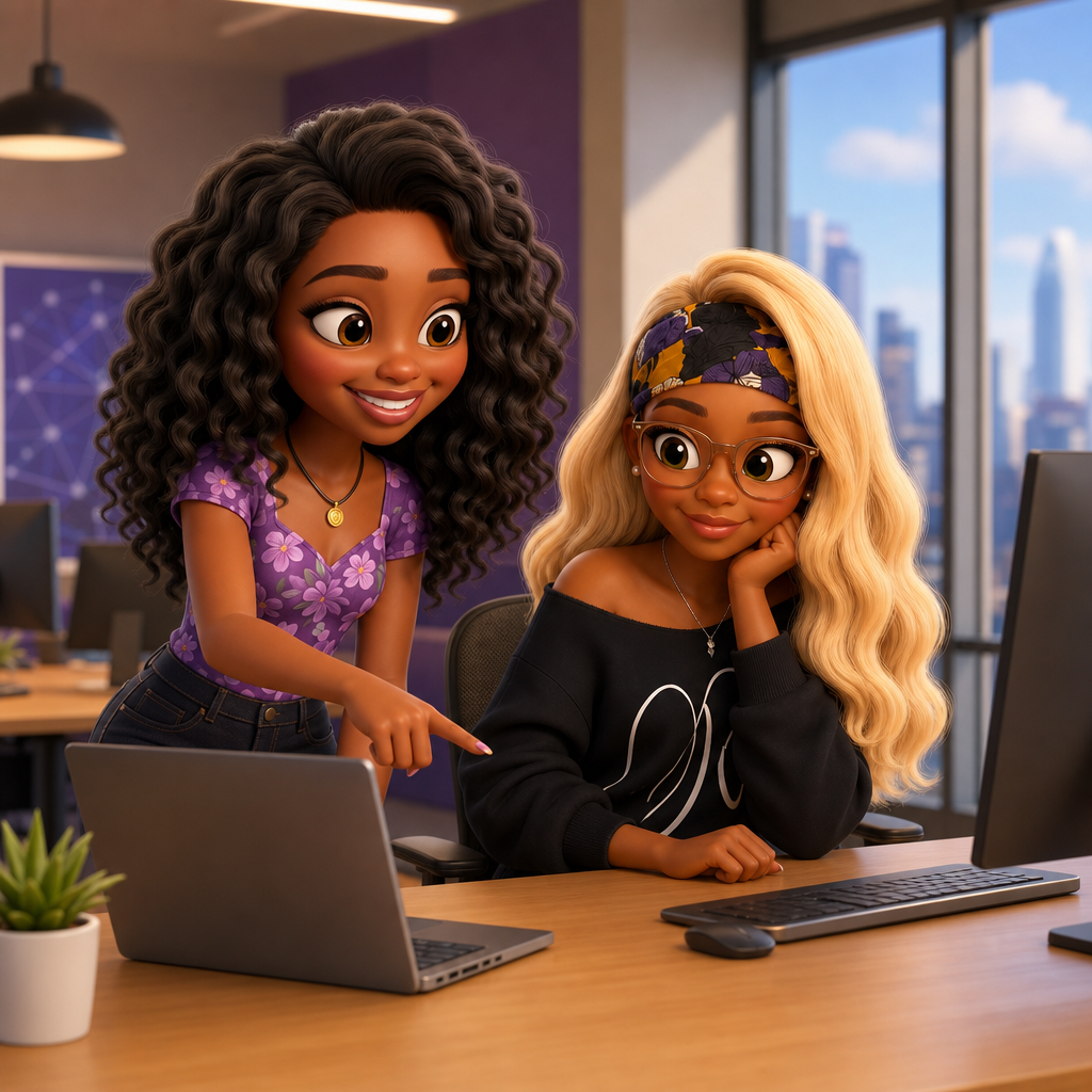 Maya’s Techy New Job — scene from the story
