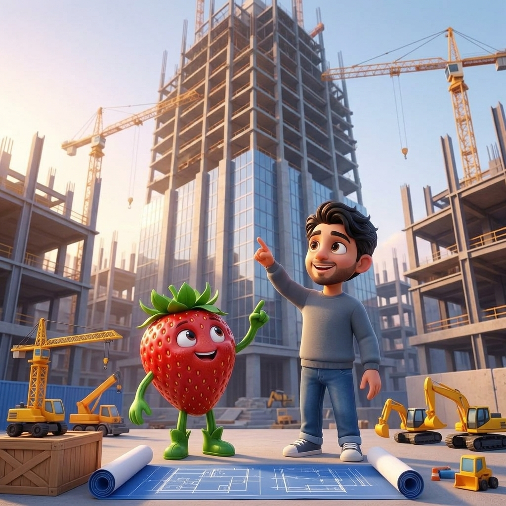 Pran and Strawbs Build Big! — scene from the story